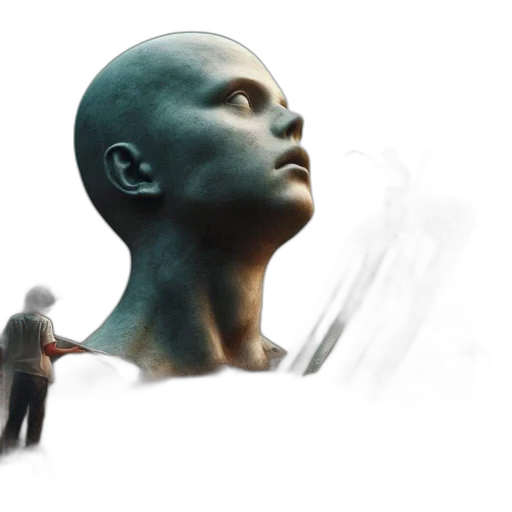 face, robot, mask, concept art, 3d render, photorealistic, fantasy art, fog transparent PNG cut-out