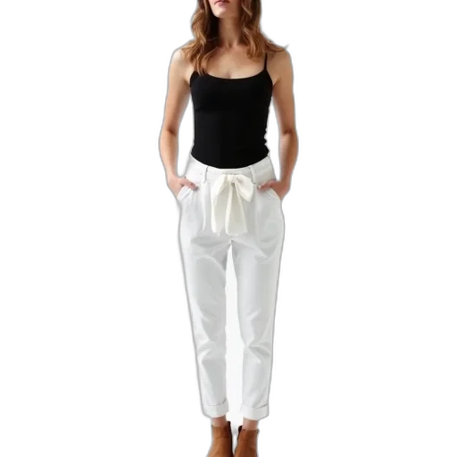 monochrome, woman, standing, front, white, background, wearing, black transparent PNG cut-out