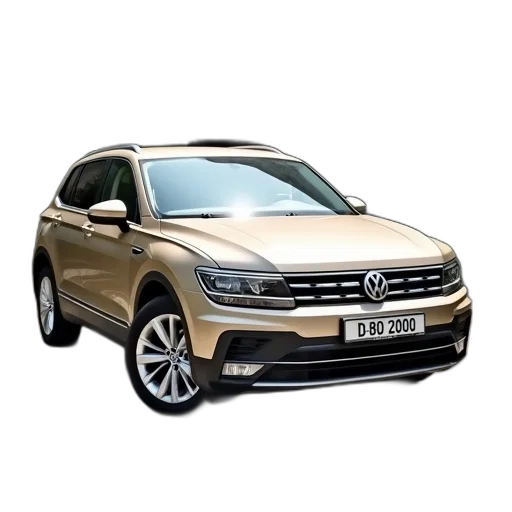 car, photorealistic, 3d render, beige, volkswagen, parked, front, building transparent PNG cut-out
