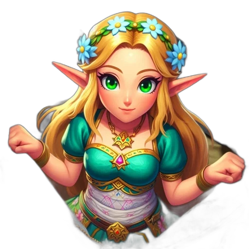 staff, crown, dress, face, fantasy art, pixel art, concept art, 3d render transparent PNG cut-out