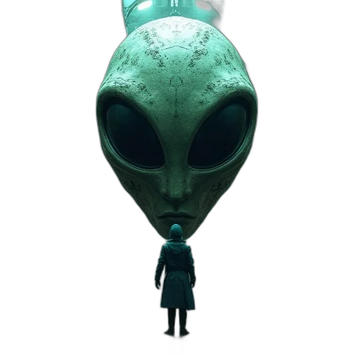 creature, mask, robot, staff, concept art, 3d render, pixel art, outer space transparent PNG cut-out