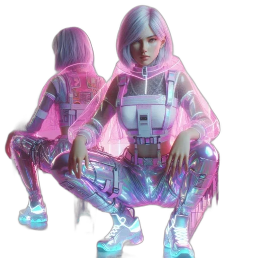 jacket, robot, face, creature, cyberpunk, vaporwave, concept art, 3d render transparent PNG cut-out