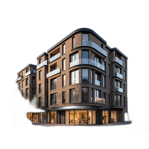 building, 3d render, photorealistic, concept art, city street, earth tones, flat, price transparent PNG cut-out