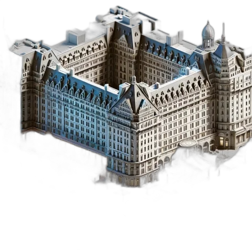 building, 3d render, concept art, photorealistic, artful, diorama, features, elegant transparent PNG cut-out