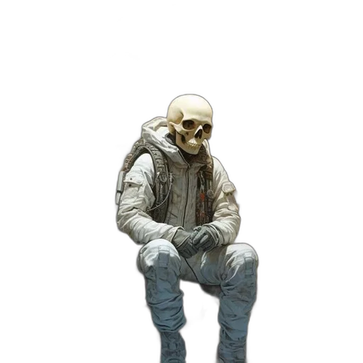 jacket, robot, mask, creature, concept art, 3d render, cyberpunk, photorealistic transparent PNG cut-out