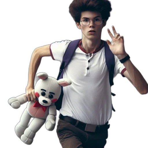 creature, concept art, 3d render, cartoon, photorealistic, young, man, hastily transparent PNG cut-out