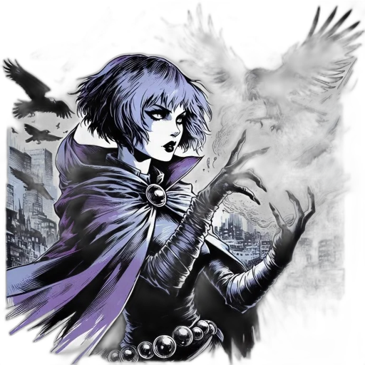 fantasy art, comic book art, concept art, watercolor, monochrome, dark, woman, bobbed transparent PNG cut-out