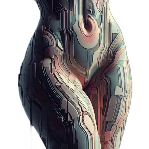 robot, dress, mask, face, concept art, cyberpunk, fantasy art, 3d render transparent PNG cut-out