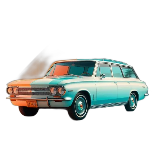 car, photorealistic, 3d render, concept art, watercolor, pastel, vintage, blue transparent PNG cut-out