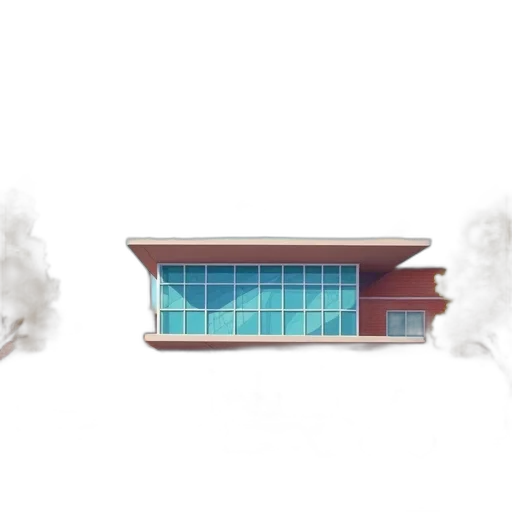 building, 3d render, concept art, photorealistic, fog, digital, illustration, school transparent PNG cut-out