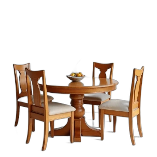 furniture, 3d render, earth tones, wooden, dining, table, round, top transparent PNG cut-out