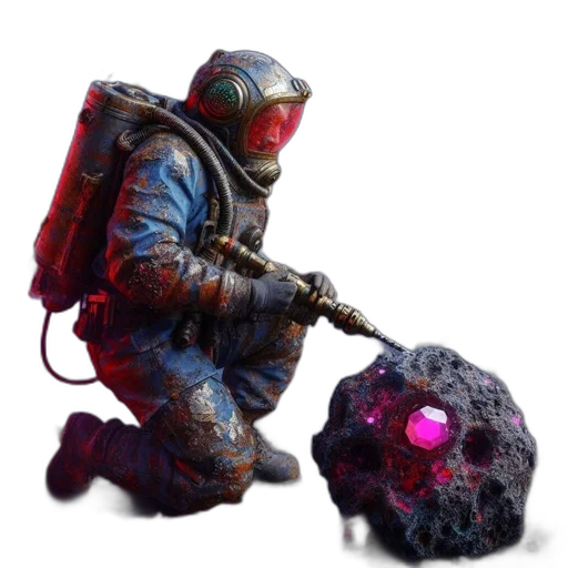 creature, robot, staff, weapon, concept art, cyberpunk, 3d render, pixel art transparent PNG cut-out