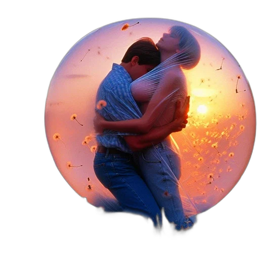 umbrella, photorealistic, concept art, vaporwave, 3d render, sunset, fire, outer space transparent PNG cut-out