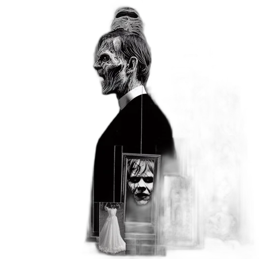 mask, face, jacket, creature, concept art, comic book art, pencil sketch, photorealistic transparent PNG cut-out