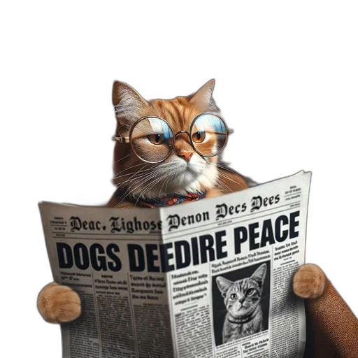 staff, comic book art, concept art, orange, white, cat, wears, glasses transparent PNG cut-out