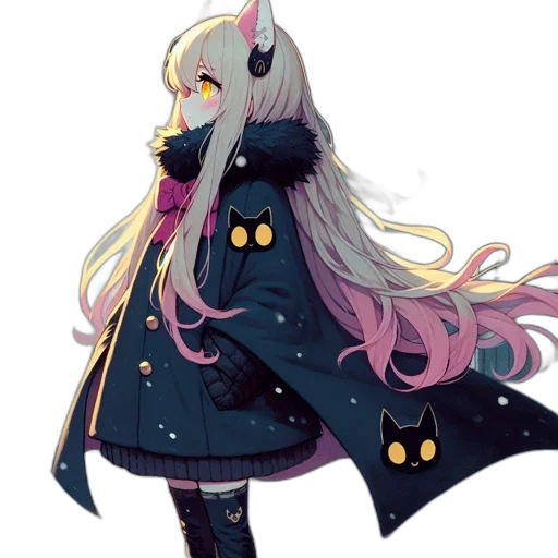 jacket, staff, mask, creature, concept art, pixel art, anime, fantasy art transparent PNG cut-out