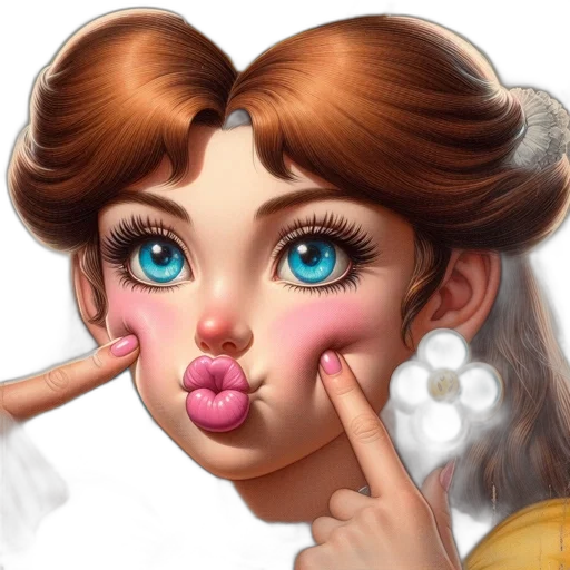 face, photorealistic, 3d render, concept art, cartoon, young, woman, blue transparent PNG cut-out