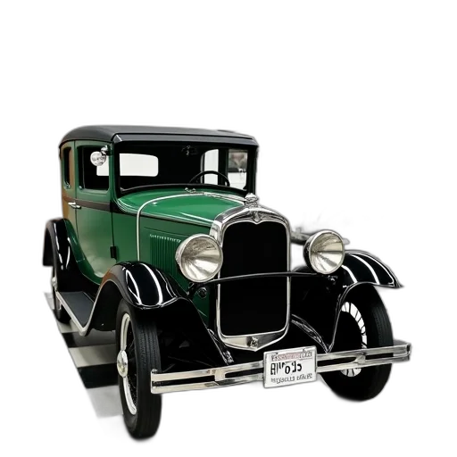 car, 3d render, vintage, displayed, showroom, checkered, floor, has transparent PNG cut-out