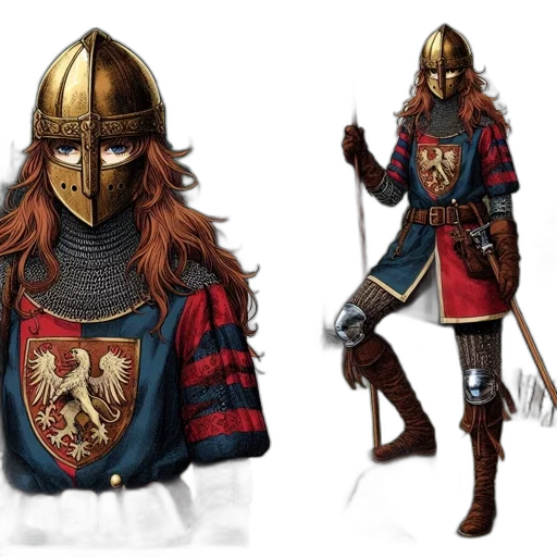 sword, concept art, fantasy art, 3d render, comic book art, red, armored, female transparent PNG cut-out