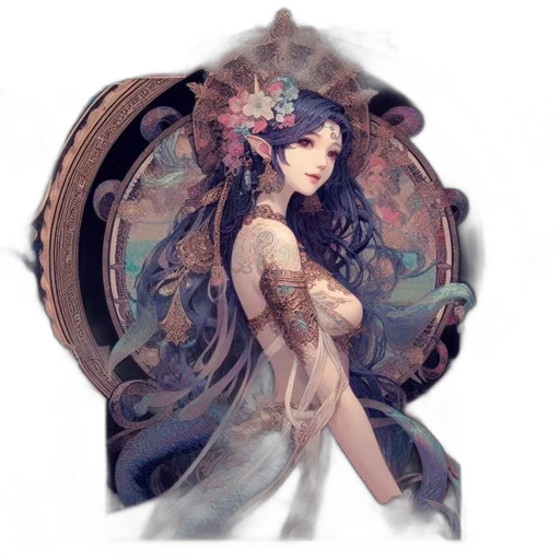 dress, jewelry, crown, mask, fantasy art, photorealistic, concept art, anime transparent PNG cut-out