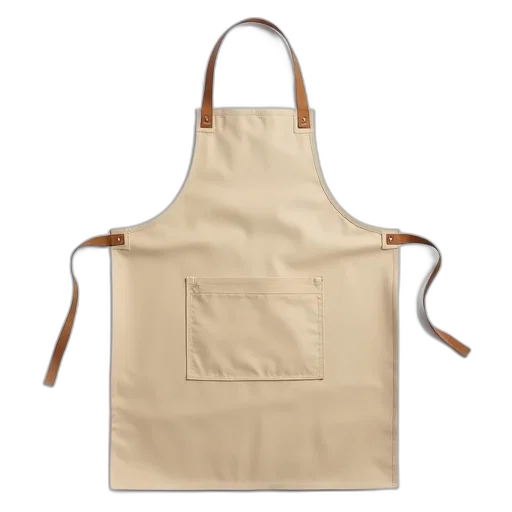 earth tones, plain, beige, apron, small, pocket, front, curved transparent PNG cut-out