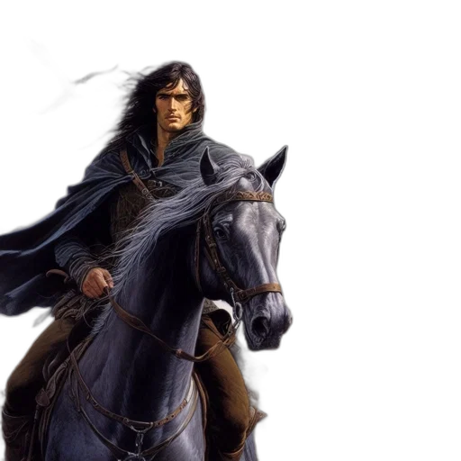 fantasy art, concept art, photorealistic, comic book art, rider, long, hair, astride transparent PNG cut-out