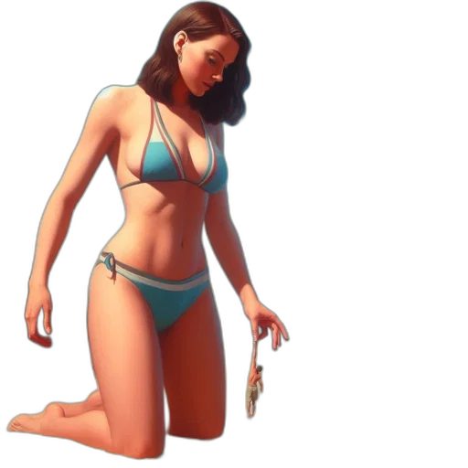 jewelry, 3d render, concept art, photorealistic, pixel art, beach, colossal, woman transparent PNG cut-out