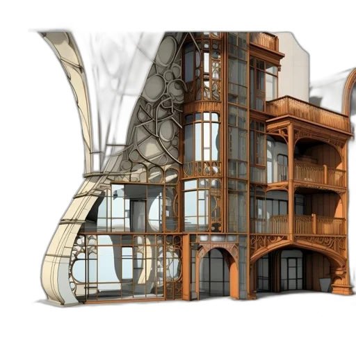 building, furniture, 3d render, concept art, photorealistic, fantasy art, earth tones, image transparent PNG cut-out