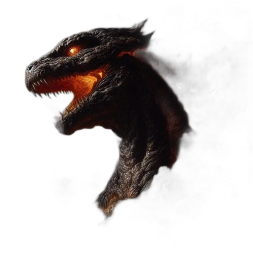 dragon, creature, animal, face, concept art, fantasy art, photorealistic, 3d render transparent PNG cut-out
