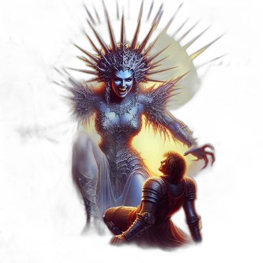 concept art, fantasy art, comic book art, pixel art, fire, woman, ornate, armor transparent PNG cut-out