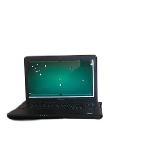 staff, black, laptop, green, screen, displaying, game, pool transparent PNG cut-out