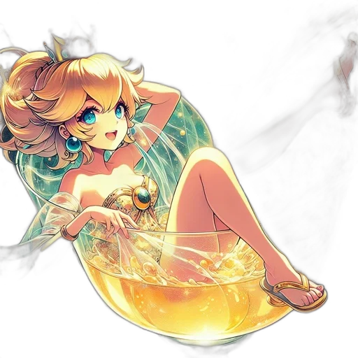 dress, concept art, anime, fantasy art, pixel art, fire, underwater, golden transparent PNG cut-out