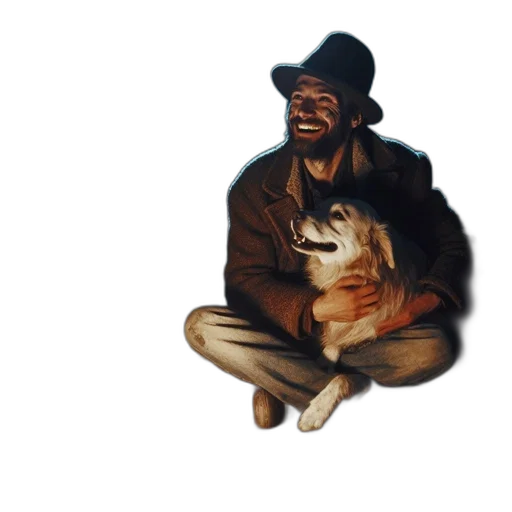 jacket, hat, animal, face, concept art, watercolor, pixel art, oil painting transparent PNG cut-out