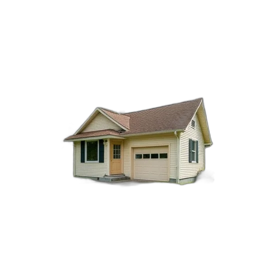 building, furniture, 3d render, photorealistic, pastel, small, single-story, house transparent PNG cut-out
