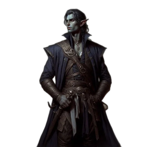 jacket, staff, concept art, fantasy art, comic book art, photorealistic, dark, blue transparent PNG cut-out