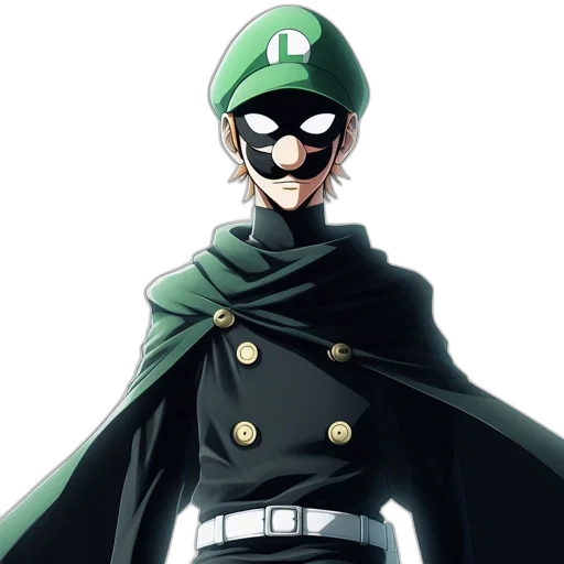 mask, hat, comic book art, anime, concept art, cartoon, green, monochrome transparent PNG cut-out