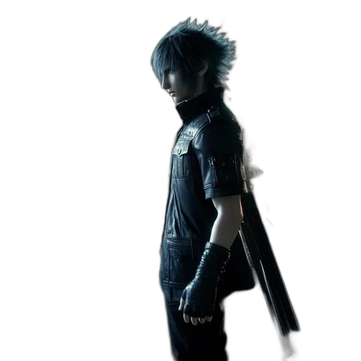 jacket, weapon, sword, hair, concept art, 3d render, photorealistic, cyberpunk transparent PNG cut-out