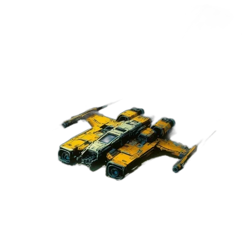weapon, robot, car, jewelry, 3d render, concept art, pixel art, yellow transparent PNG cut-out