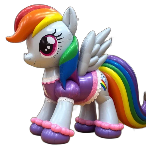3d render, concept art, inflatable, large-scale, unicorn, mascot, vibrant, colors transparent PNG cut-out