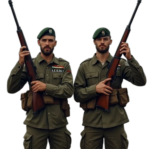 staff, weapon, jacket, concept art, 3d render, photorealistic, man, soldier transparent PNG cut-out
