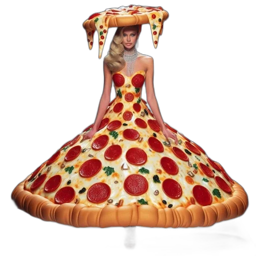 dress, food, 3d render, model, walks, down, runway, wearing transparent PNG cut-out