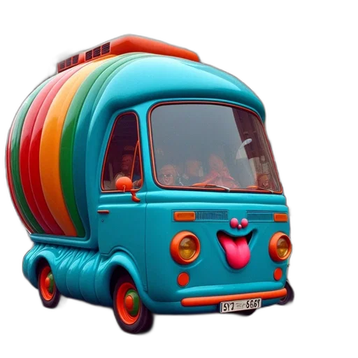 car, animal, 3d render, concept art, photorealistic, vibrant, turquoise, bus transparent PNG cut-out