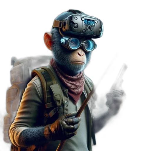 jacket, mask, weapon, face, concept art, 3d render, photorealistic, fantasy art transparent PNG cut-out