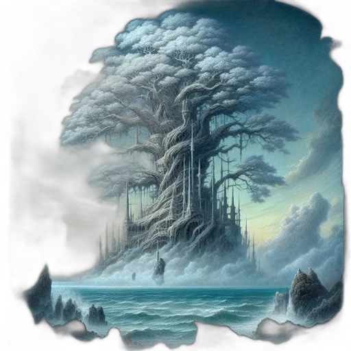 tree, dragon, creature, fantasy art, concept art, pixel art, photorealistic, fog transparent PNG cut-out