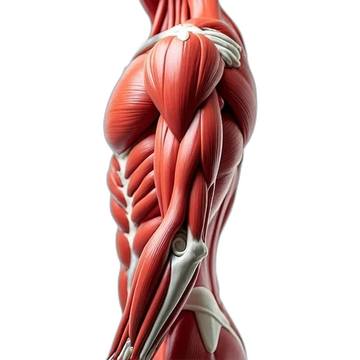 3d render, muscle, system, upper, limb, front, view transparent PNG cut-out
