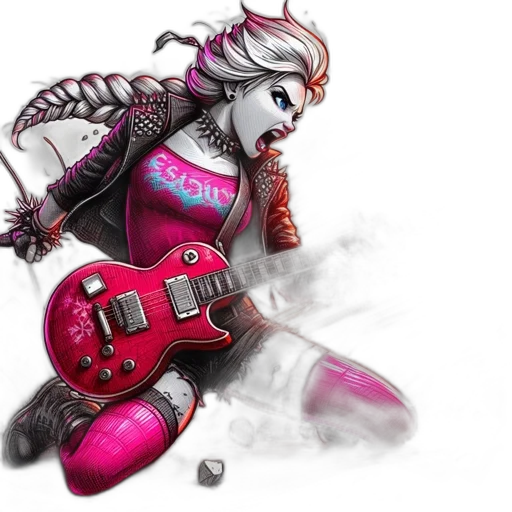 robot, concept art, fantasy art, comic book art, photorealistic, electric, guitarist, dressed transparent PNG cut-out