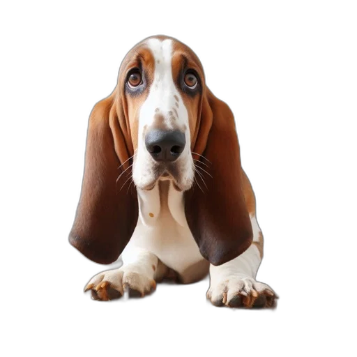 animal, face, staff, creature, photorealistic, basset, hound, tri-color transparent PNG cut-out