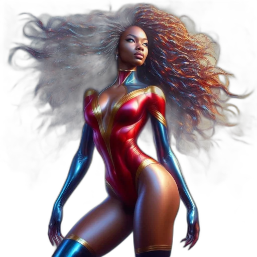 hair, comic book art, concept art, fantasy art, photorealistic, ethereal, scene, features transparent PNG cut-out