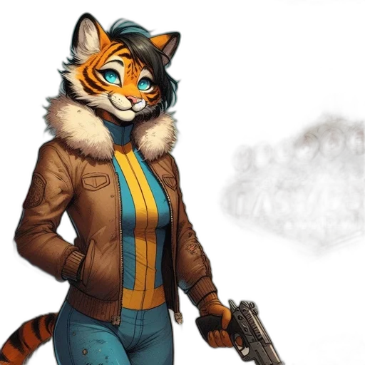 jacket, staff, weapon, animal, concept art, fantasy art, pixel art, comic book art transparent PNG cut-out