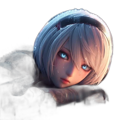 face, robot, creature, weapon, concept art, anime, fantasy art, 3d render transparent PNG cut-out